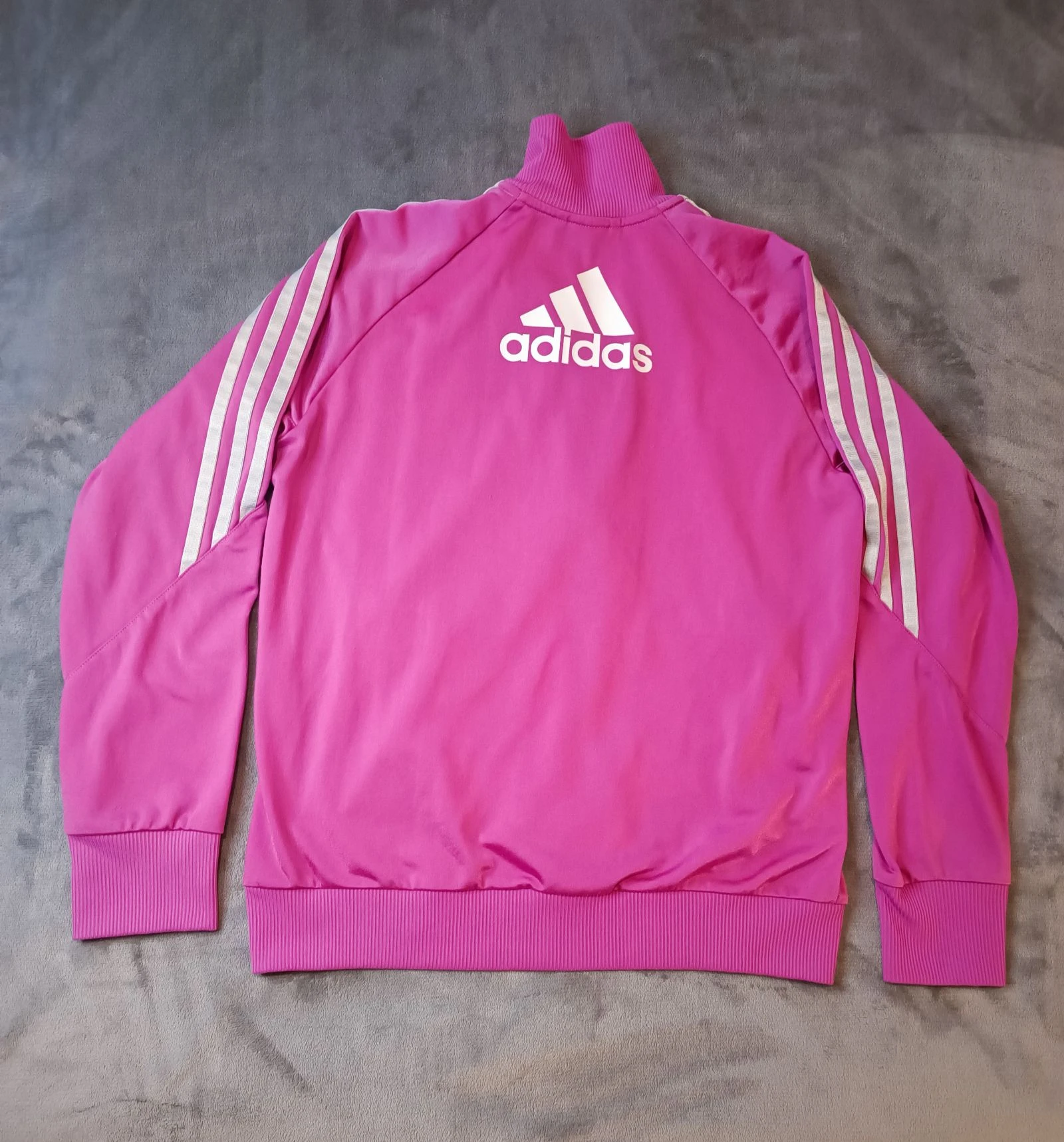 Adidas girls' zip-up tracksuit jacket size 14 years good condition pink color – photo 4
